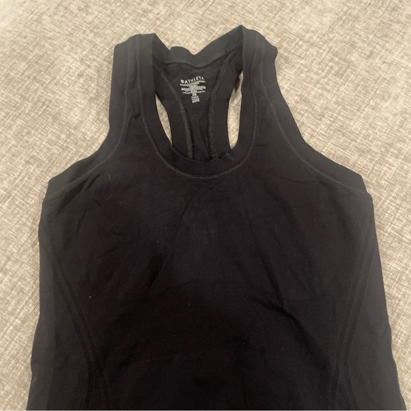 Athleta Speedlight Seamless Racerback Tank Top Women's Sz XS Black Ruching - Picture 2 of 6